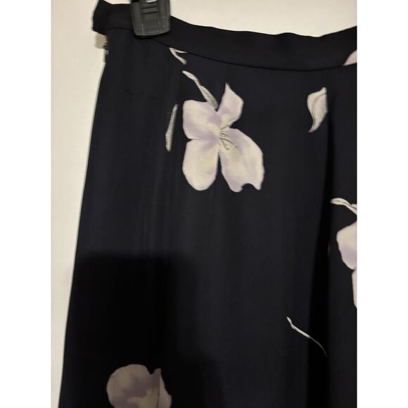 Ann Taylor LOFT Skirt 8 Maxi Long Silk Blue Floral - Picture 6 of 9